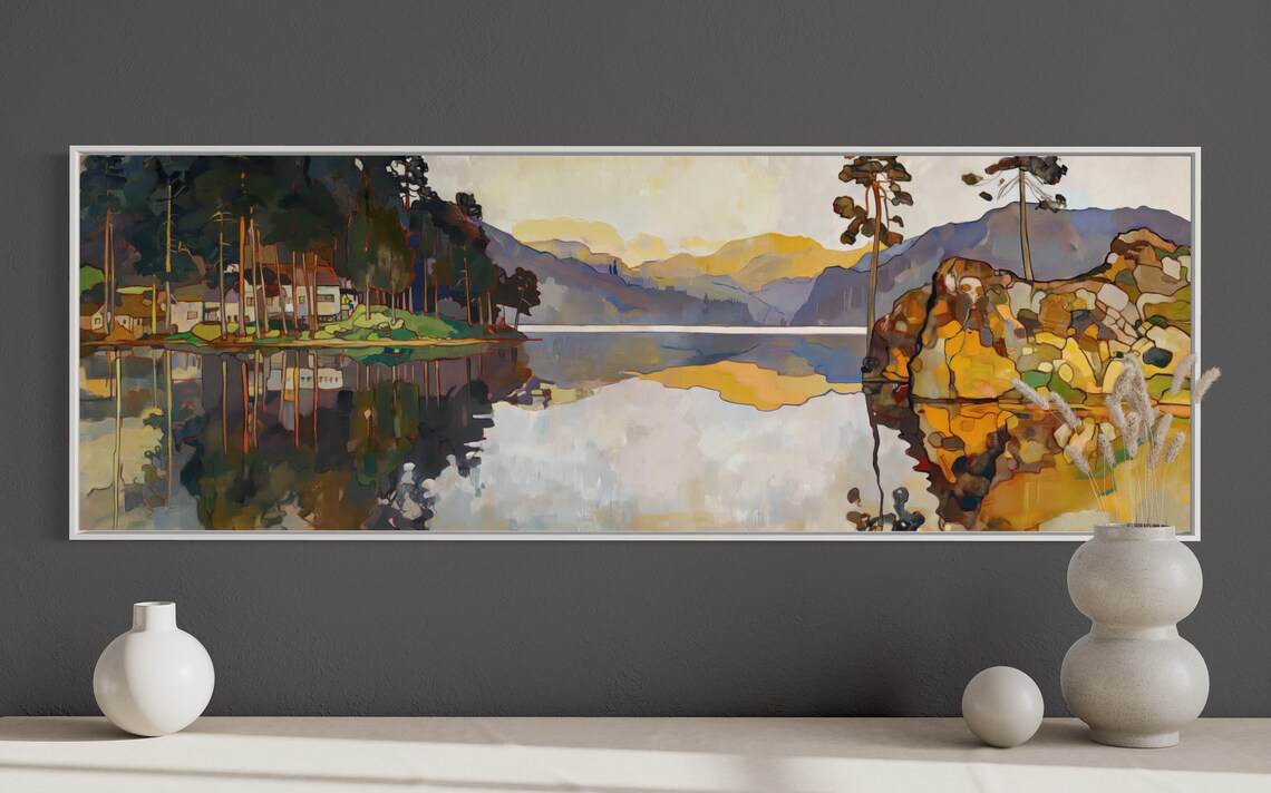 Rustic Lakeside Pine Tree Art Print, Lake House Decor - Image 5