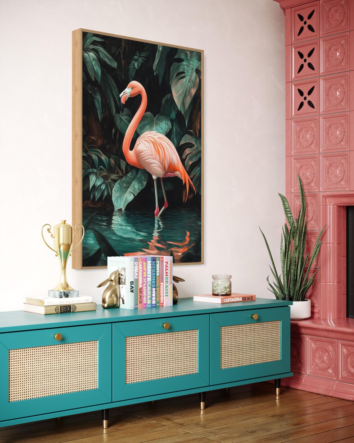 Flamingo Art Print, Tropical Jungle Nature Decor - Image 2