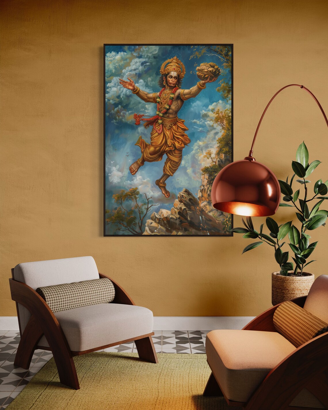 Lord Hanuman Spiritual Art Print, Hindu Wall Decor - Image 3