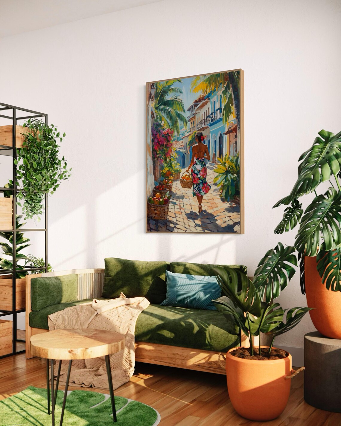 Caribbean Woman Tropical Market Scene Art Print - Image 5