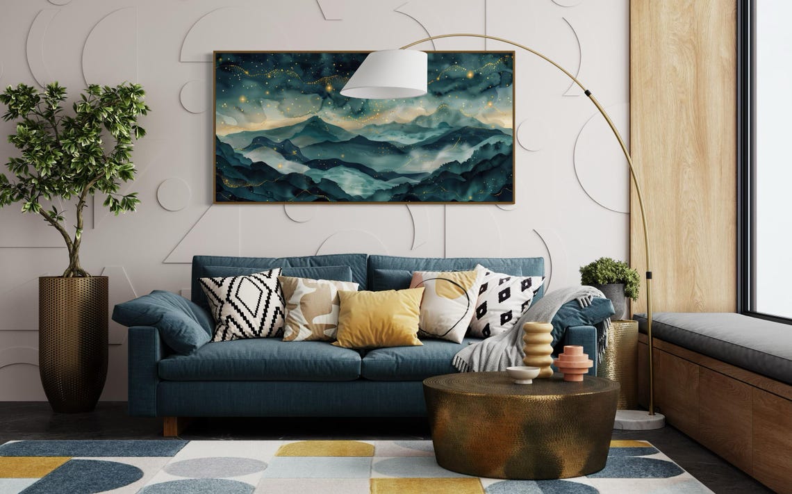 Dreamy Starry Night Mystical Mountain Art Print For Home Decore Starry Night Art And Panoramic Landscape For Above Bed Decor - Image 4