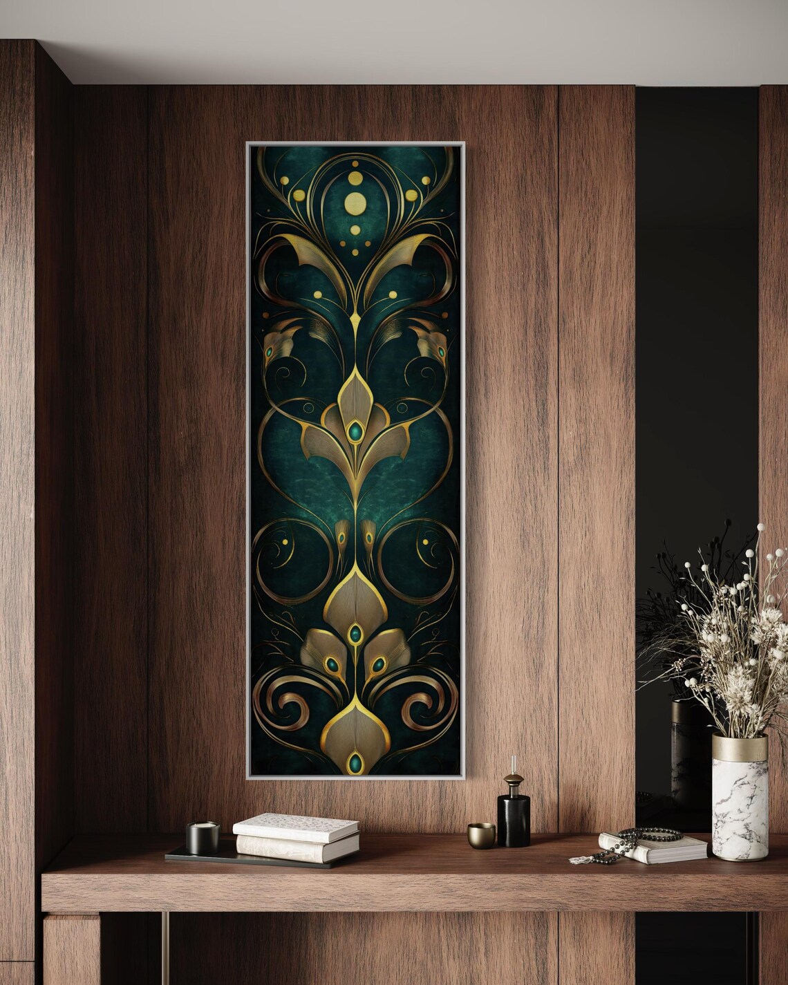 Art Deco Teal And Gold Abstract Wall Art Print - Image 3