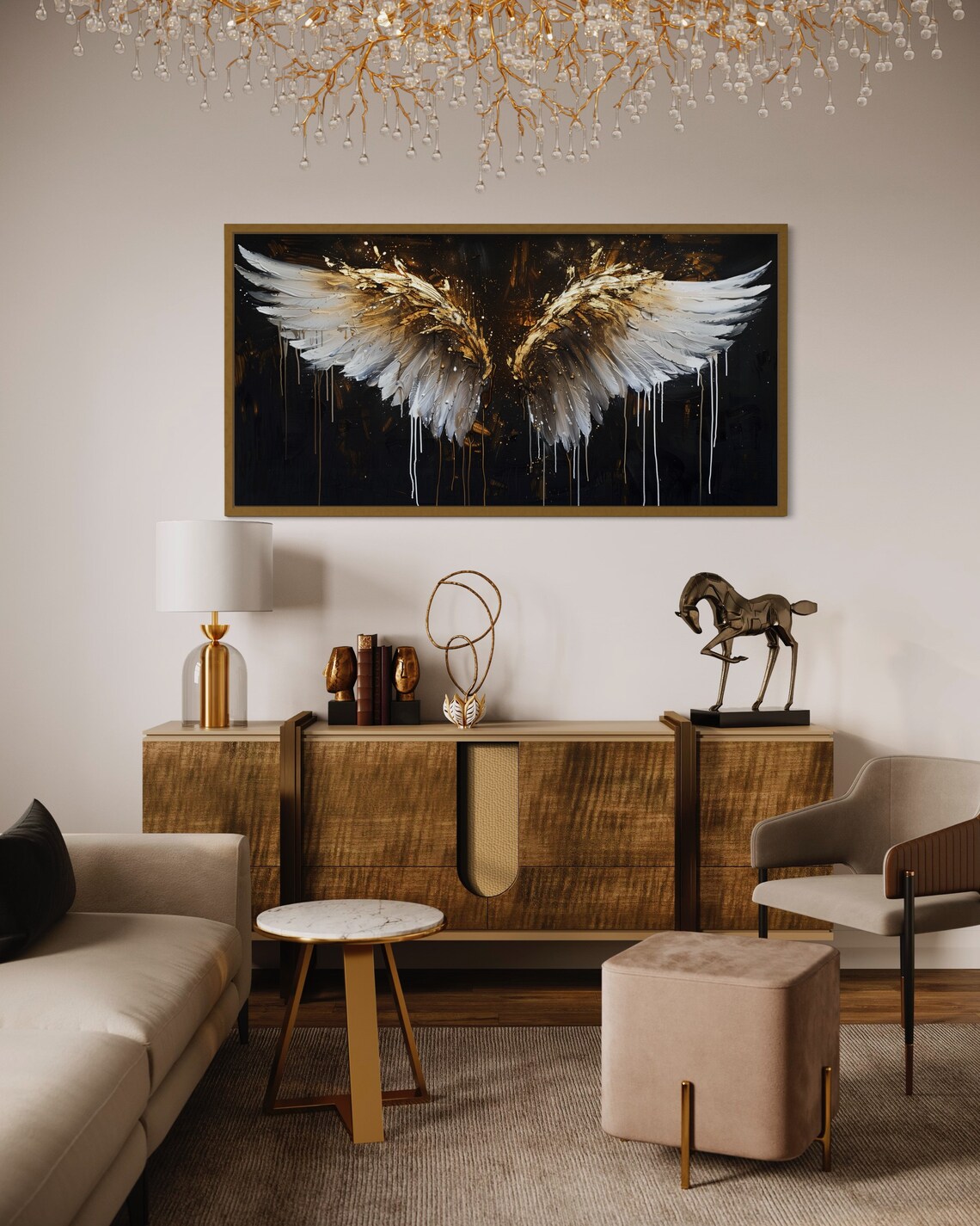 Golden Angel Wings Spiritual Art Print, Coquette Decor - Image 4