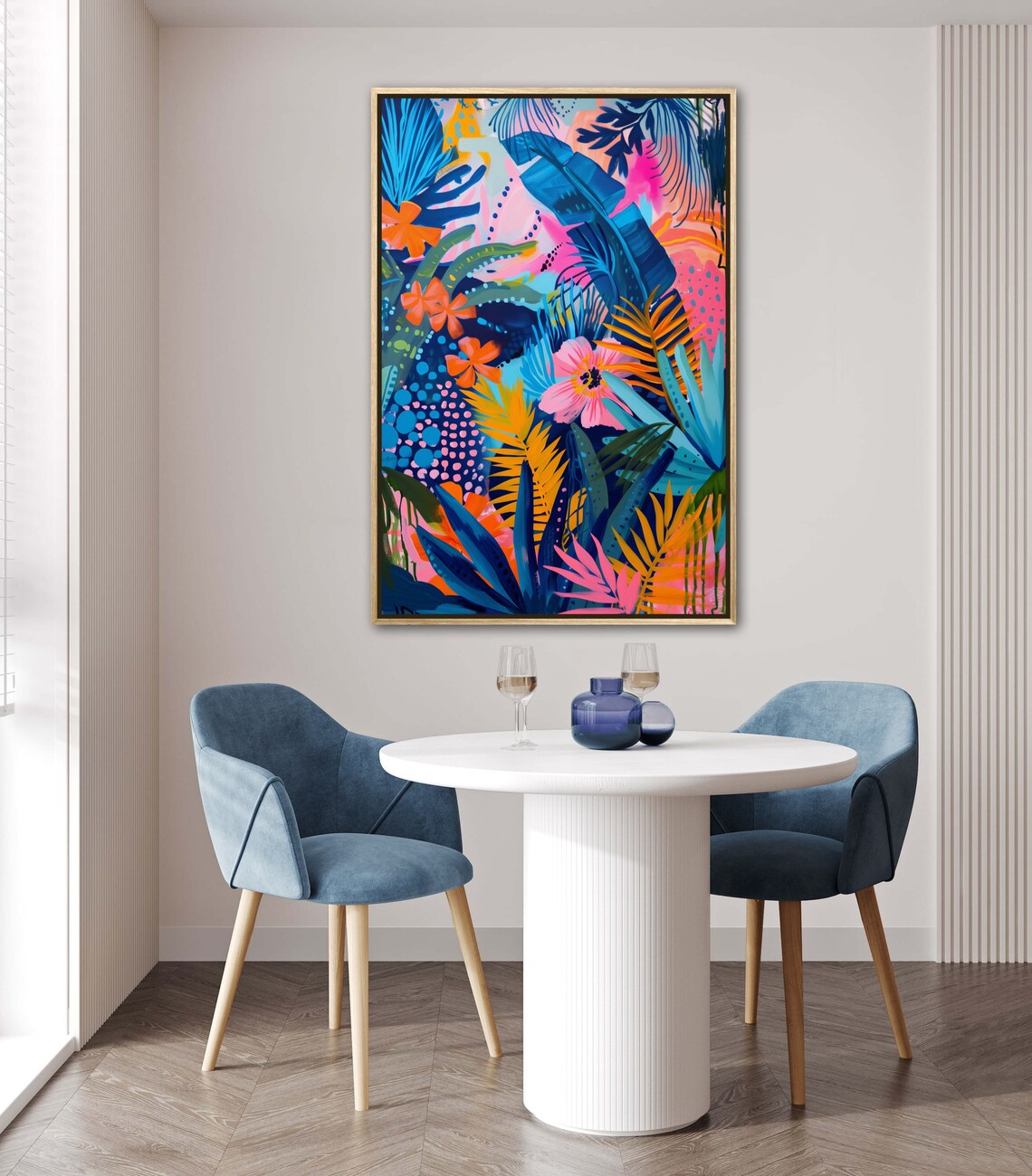 Vivid Tropical Garden Neon Palm Leaves Flowers Colorful Art Print - Image 5