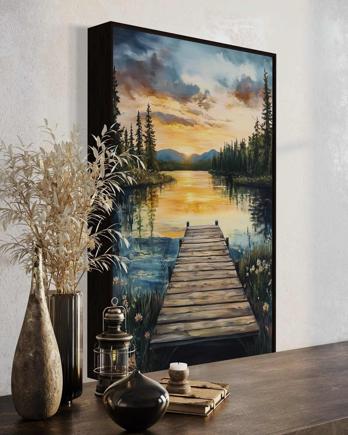 Lake Sunset Dock Art Print, Rustic Pier Landscape - Image 4