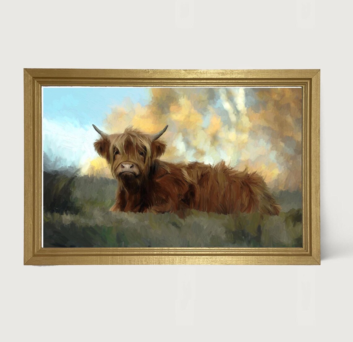 Highland Cow Art Print, Rustic Farmhouse Decor