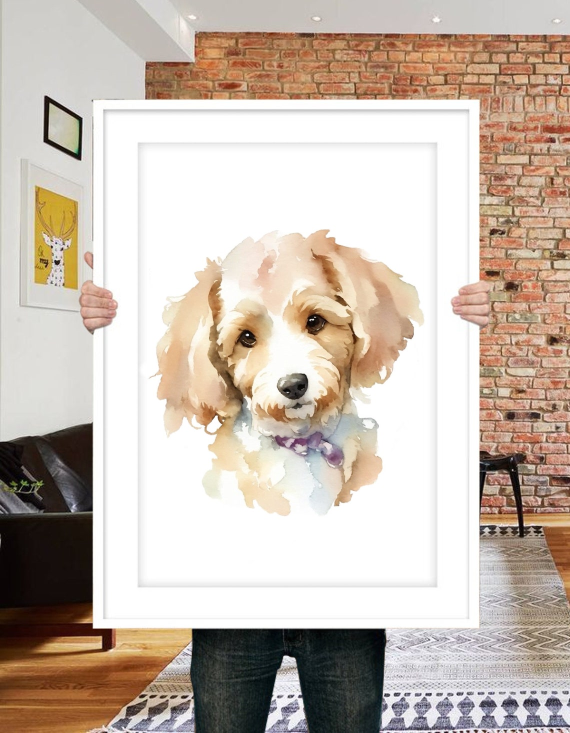 Custom Pet Portrait Watercolor Dog Painting, Pet Loss Gift - Image 3