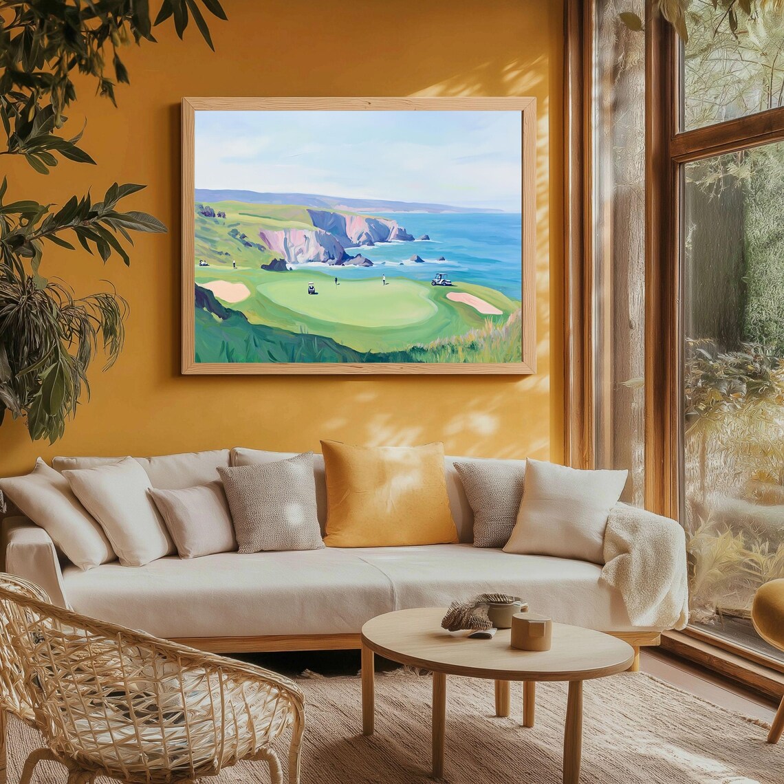 Coastal Golf Course Print, Minimalist Cliffside Landscape - Image 3