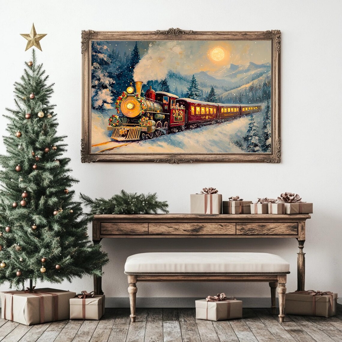 Christmas Polar Express Train, Festive Winter Scene - Image 2