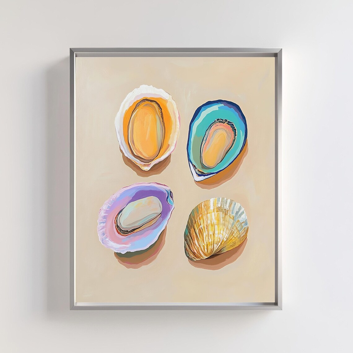 Oyster Shell Painting, Modern Coastal Decor