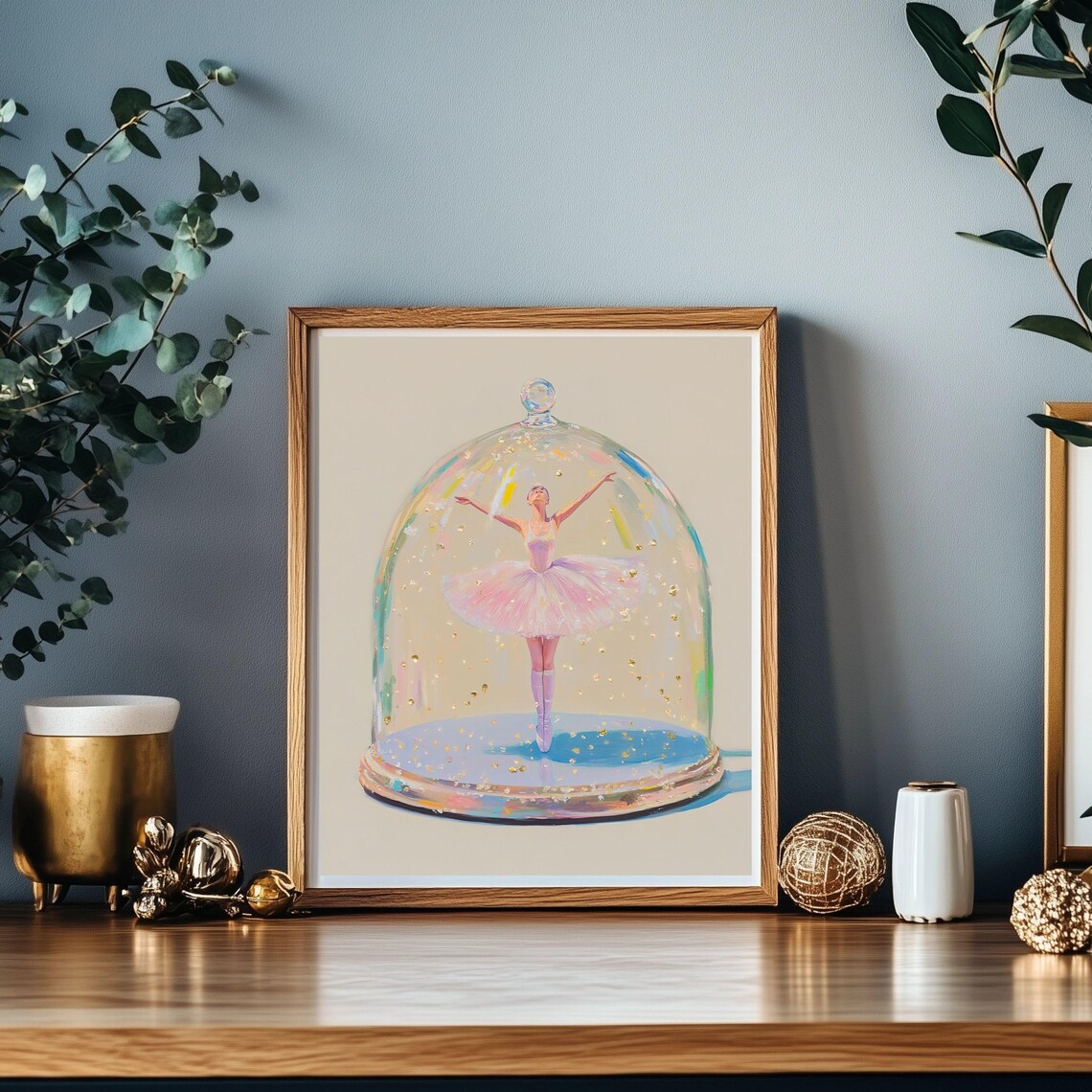 Dreamy Pink Ballerina Dancing in Glass Snow Globe Ballet Poster - Image 5