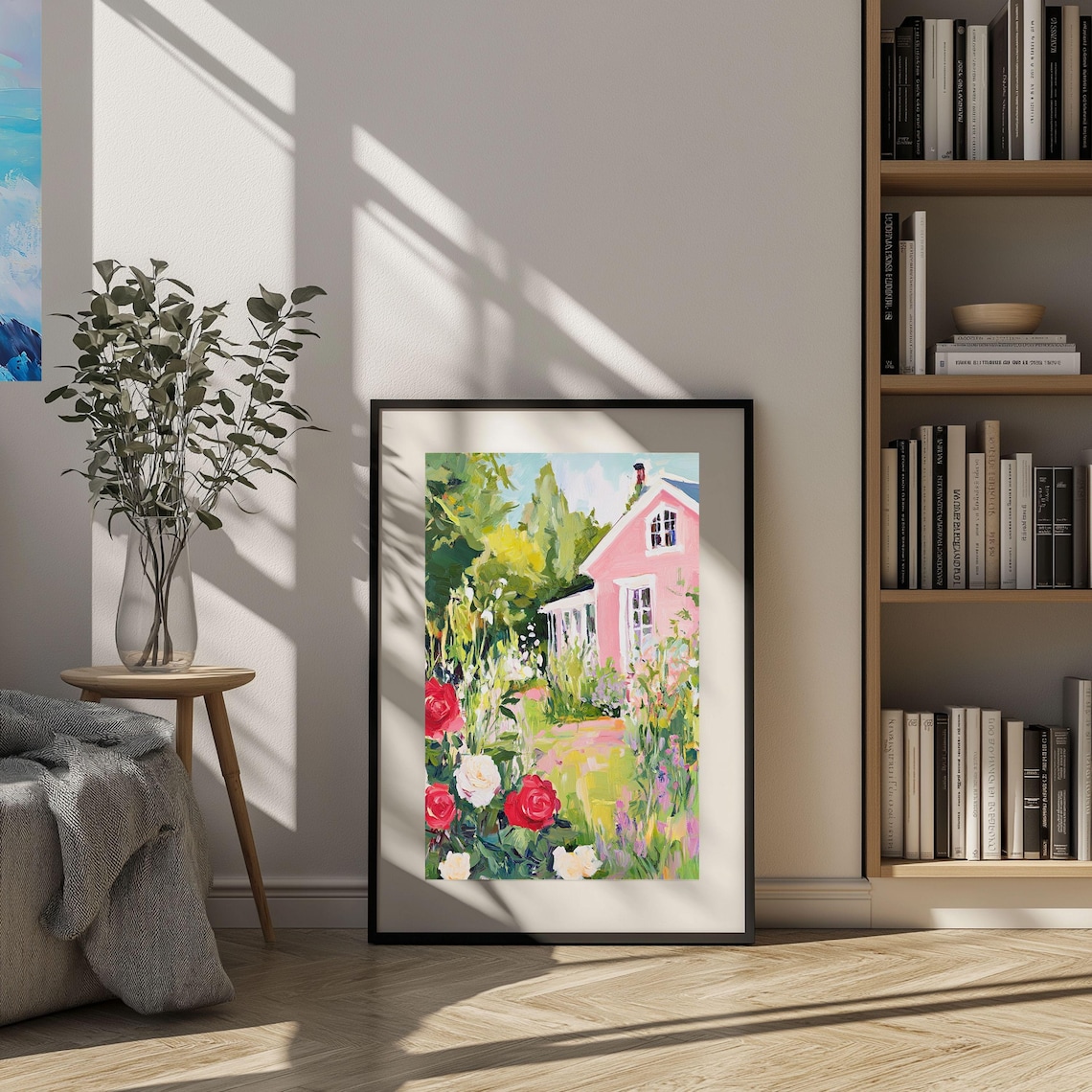 Cottage Garden Pink House With Roses Art Print - Image 3
