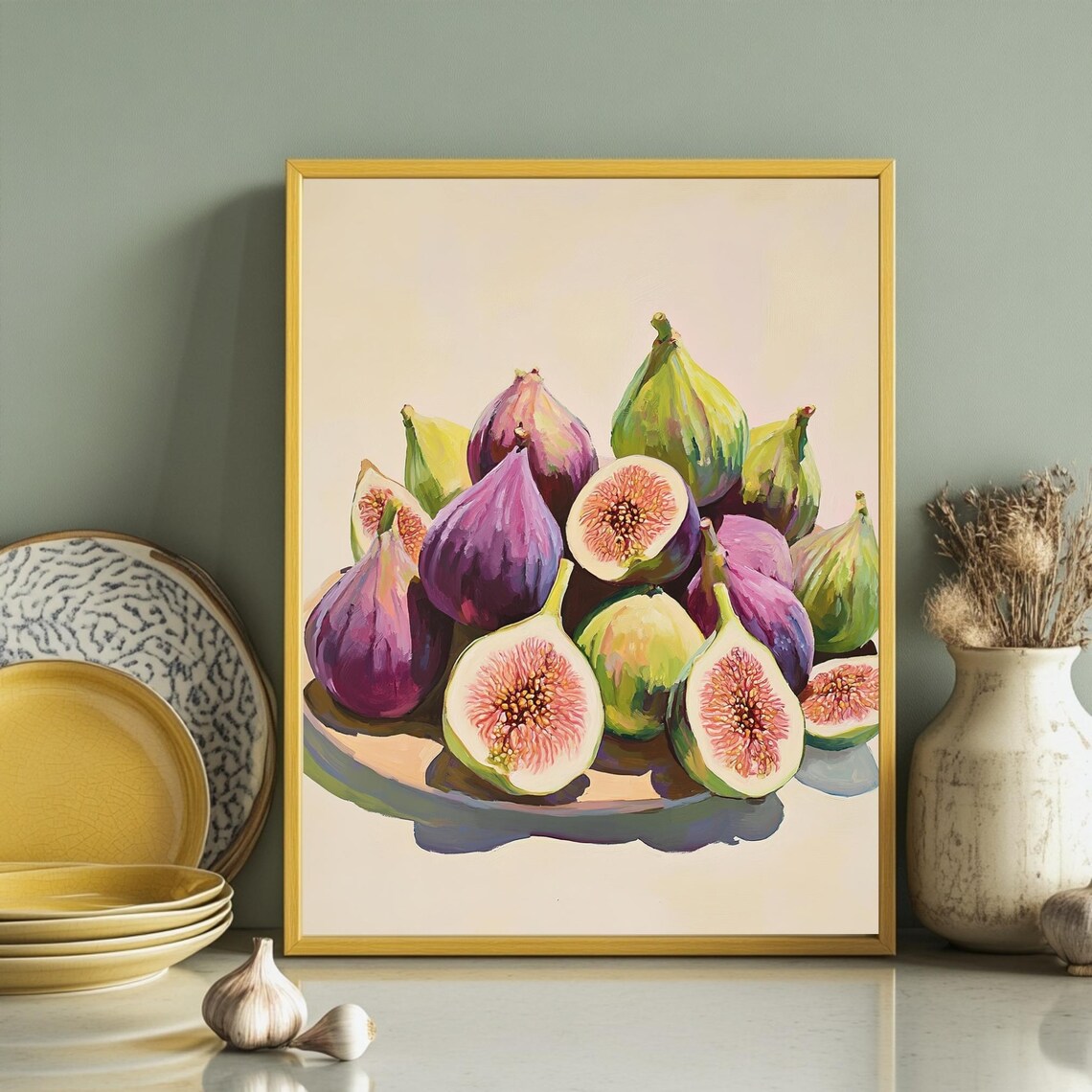 Fig Still Life Aesthetic Art Print, Rustic Kitchen Decor - Image 2