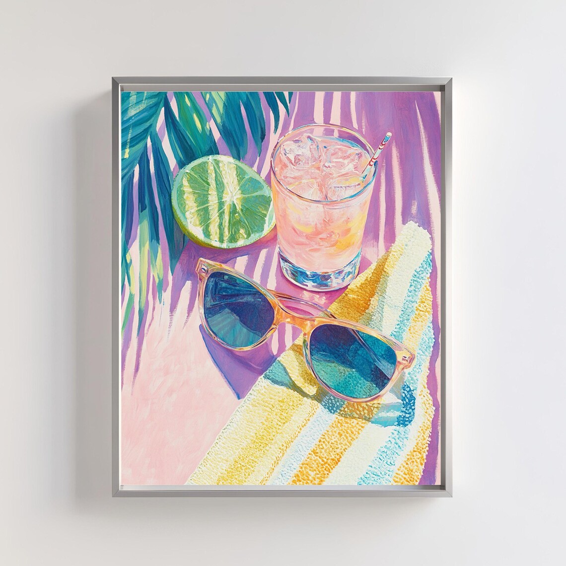 Tropical Beach Retro Sunglasses Cocktail Art Print