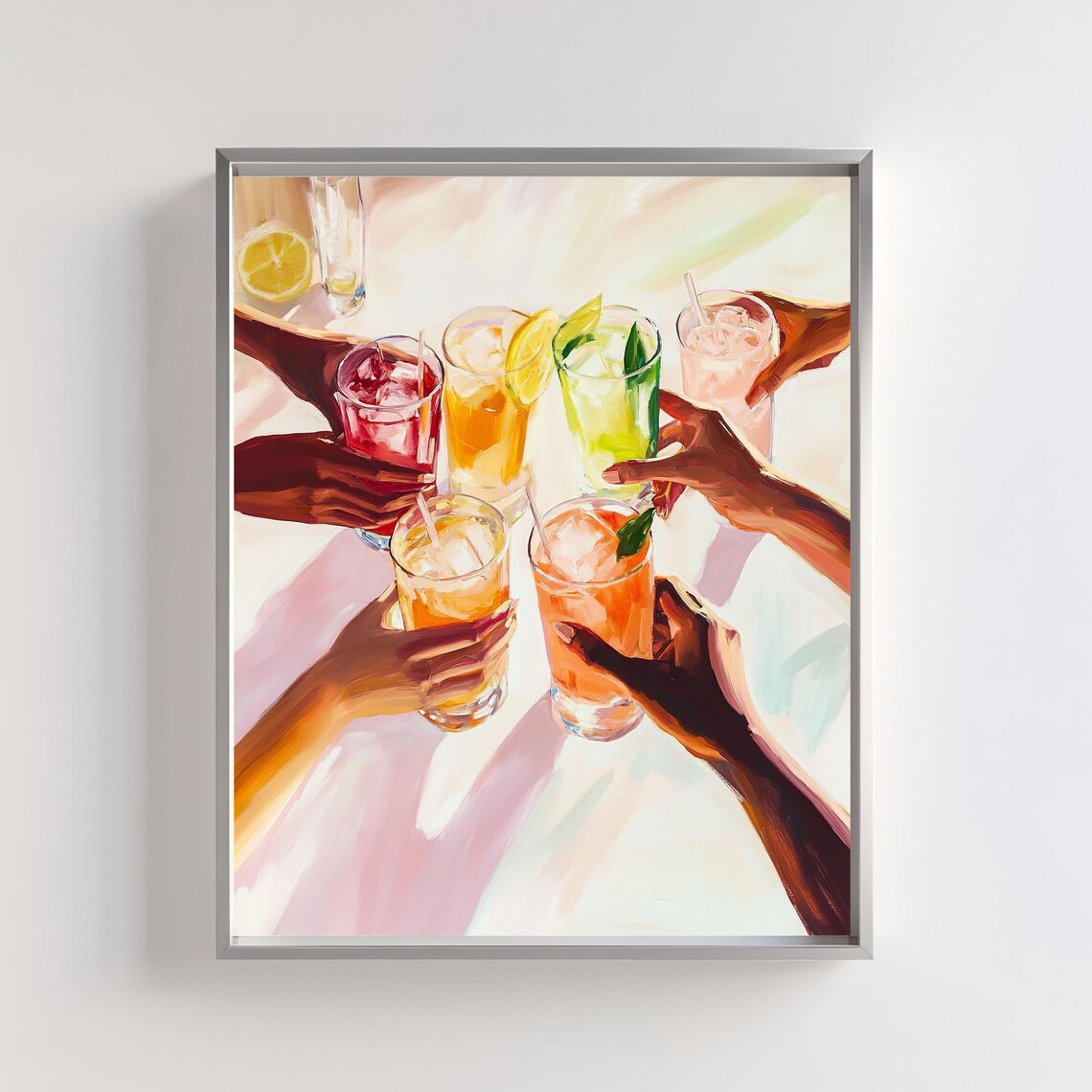 Colorful Cocktail Summer Drinks Illustration, Art Print