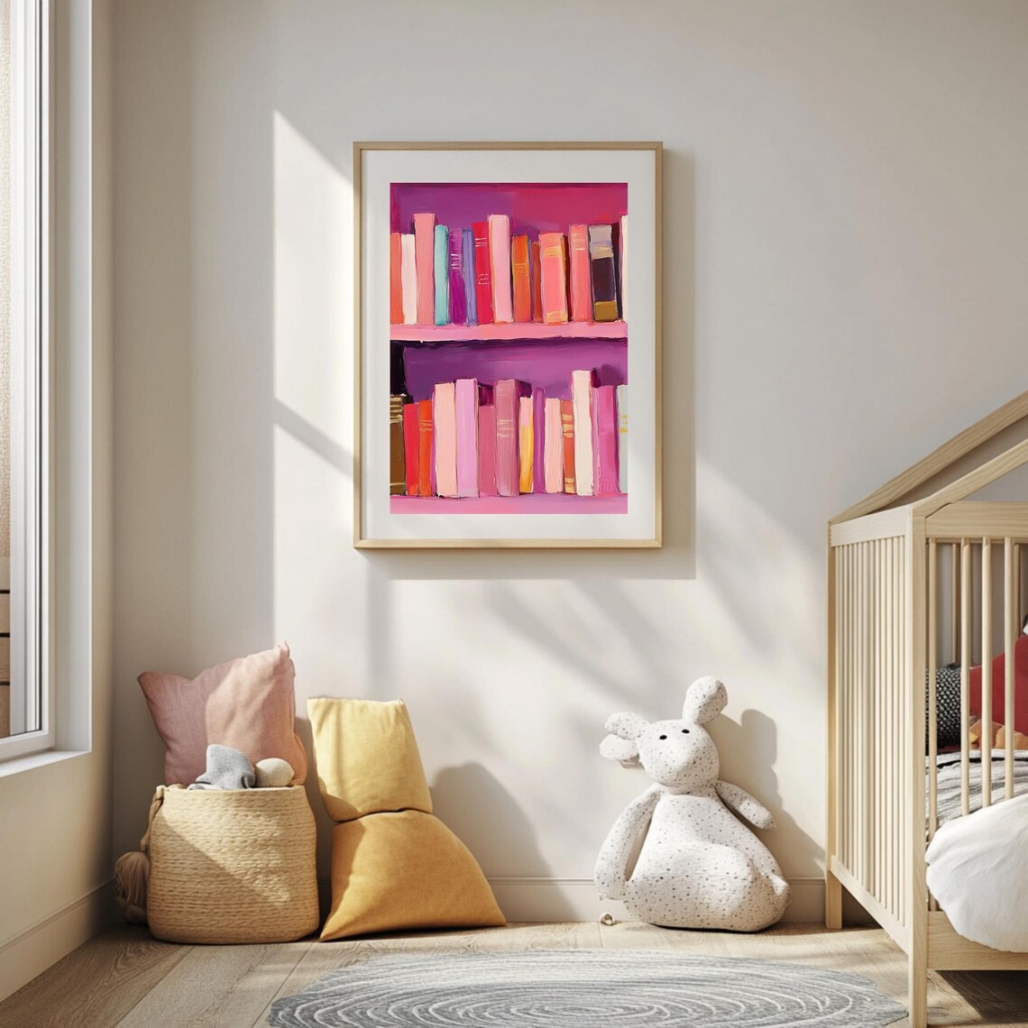 Pink Bookshelf Cozy Library Reading Nook Book Lover Gift Poster - Image 4