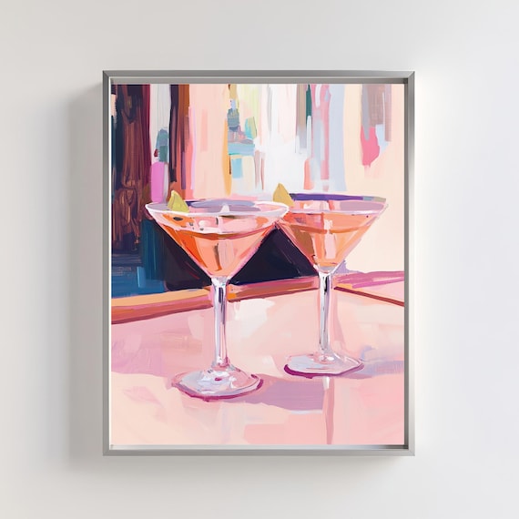 Pastel Cocktail Poster Print, Elegant Bar Art