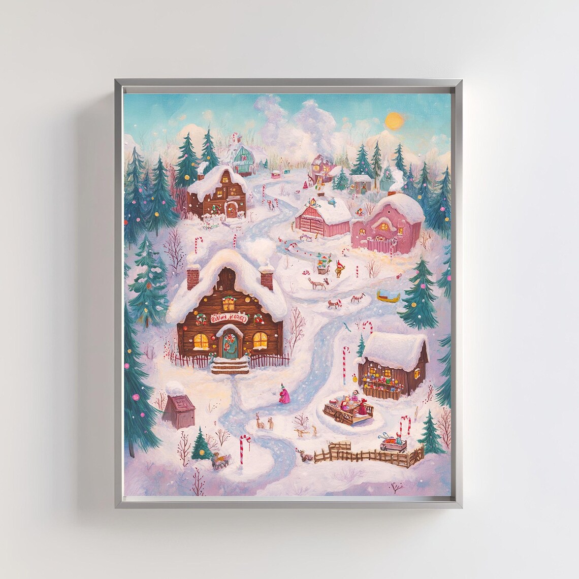 Christmas Village Snowy Winter Wonderland Poster