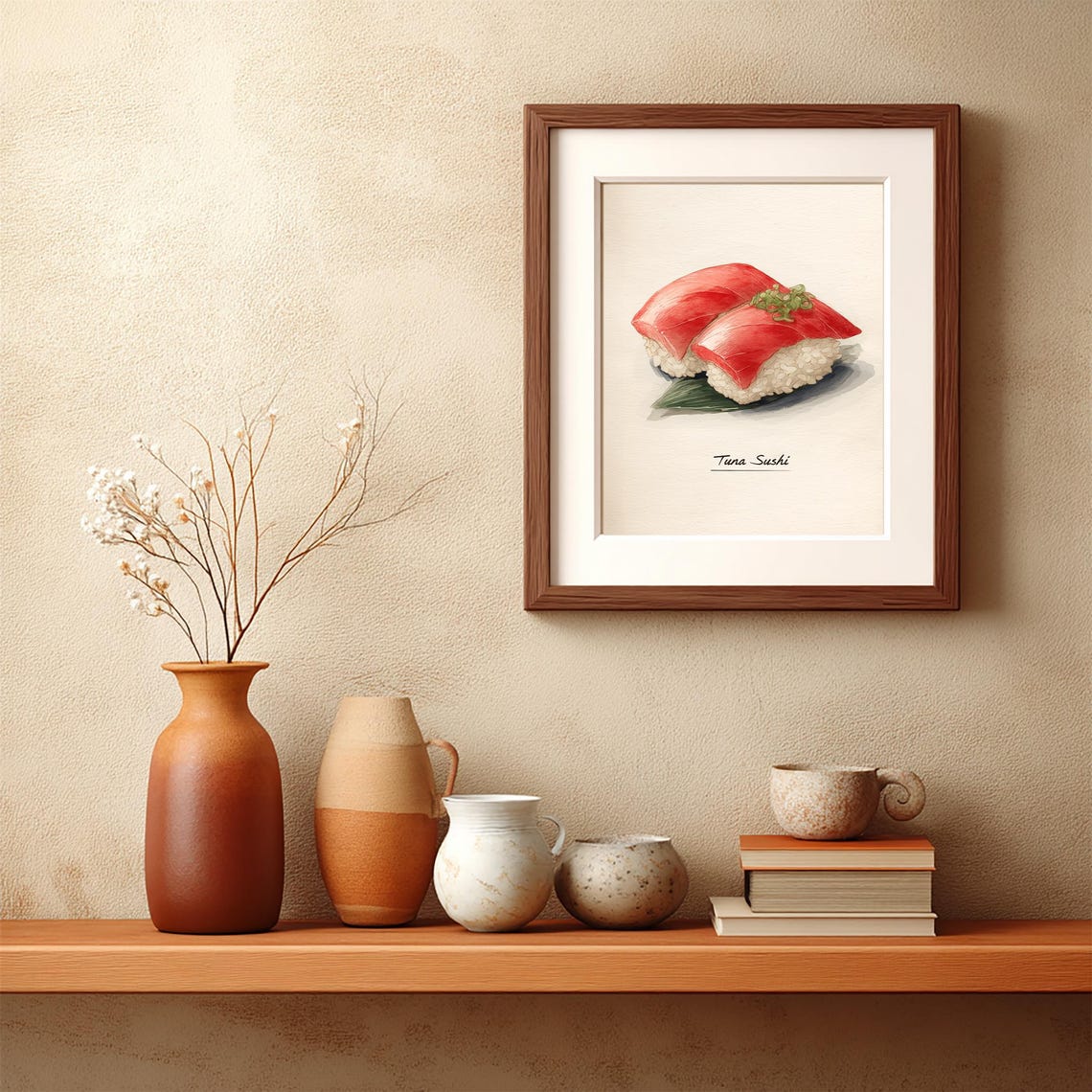 Tuna Sushi Nigiri Watercolor Kitchen Food Illustration Poster - Image 4