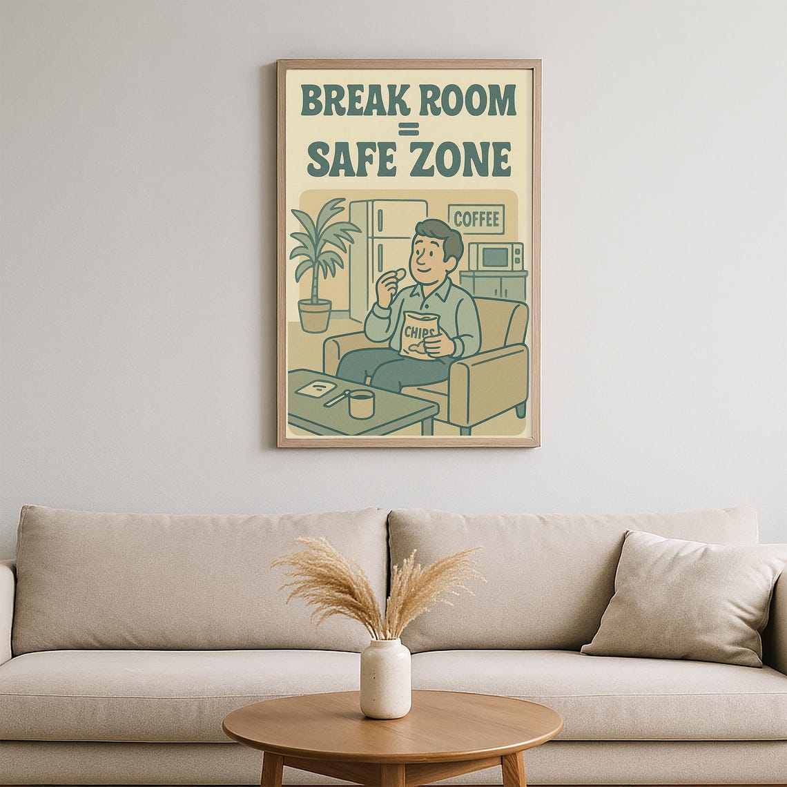 Break Room Safe Zone Funny Retro Office Break Time Snack Poster - Image 2