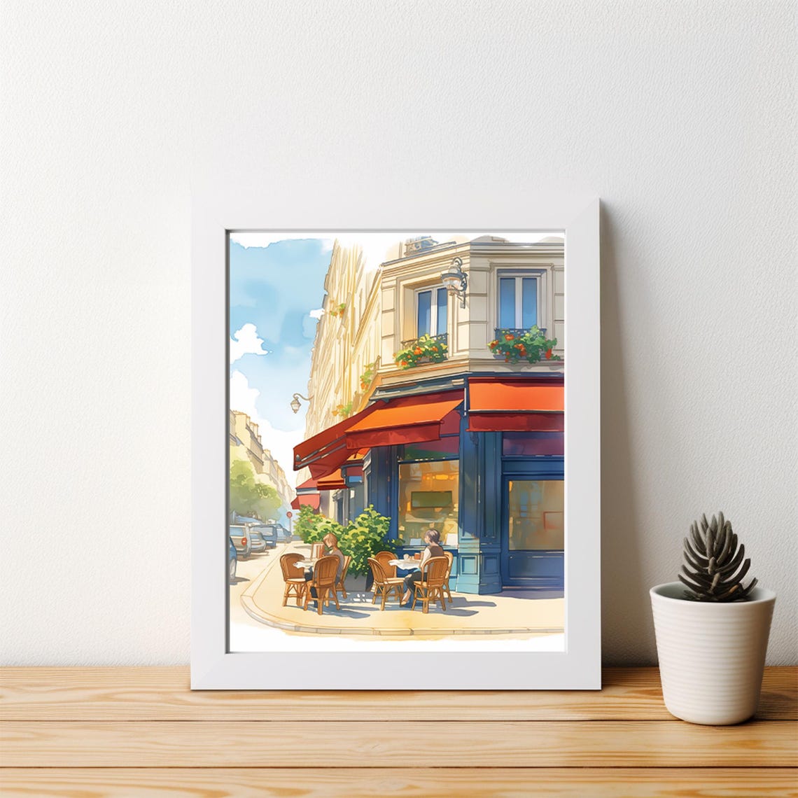Paris Corner Bistro With Red Awnings and Outdoor Seating Poster - Image 4
