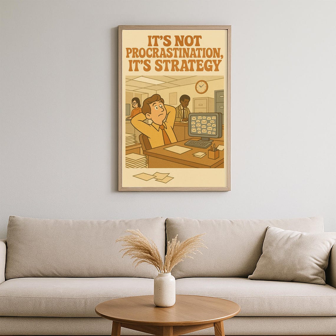 Funny Retro Office Poster Its Not Procrastination Strategy 70s Style Workplace Humor Wall Art Print - Image 2
