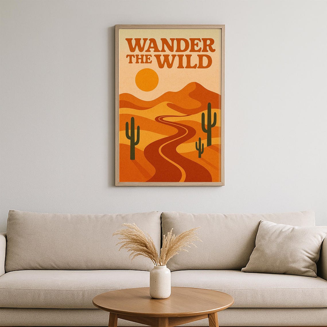Wander The Wild Poster Retro Desert Wall Art 70s Adventure Quote - Image 2