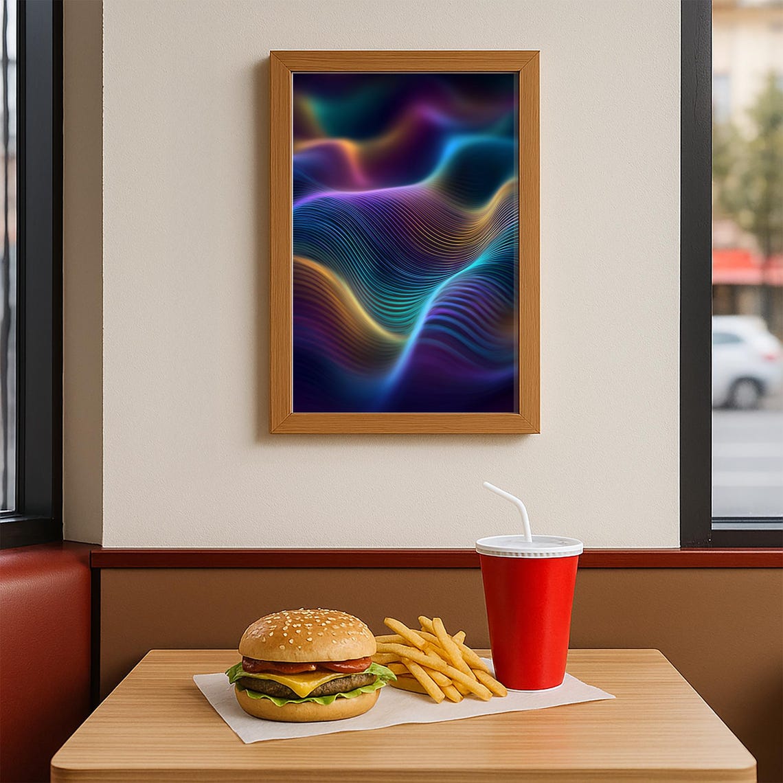Abstract Neon Wave Line Art Modern Digital Dark Decor Poster - Image 4
