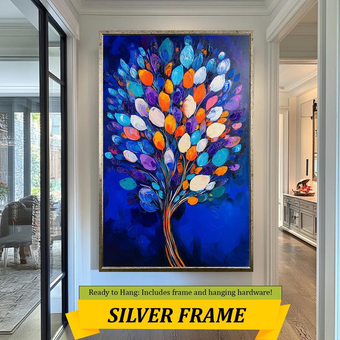 Vibrant Abstract Tree Art Bold Colorful Leaves Painting Modern Textured Nature Artwork Unique Wall Decor For Home - Image 4
