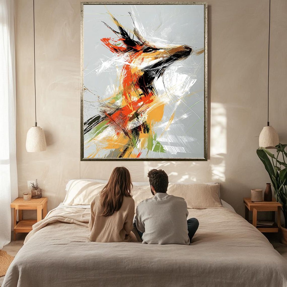 Abstract Antelope Head Colorful Brushstroke Wildlife Art Wall Poster - Image 2