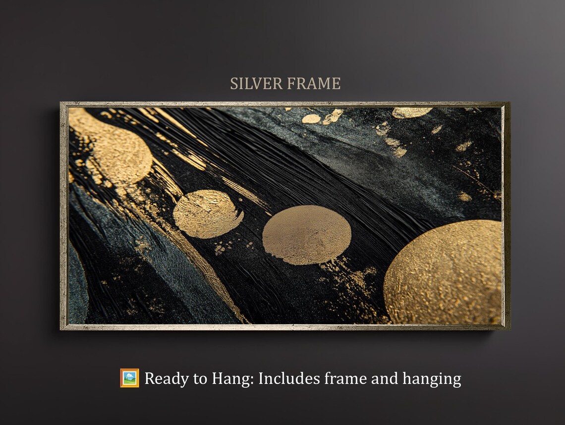 Black And Gold Circles Abstract Luxurious Metallic Modern Wall Poster - Image 5