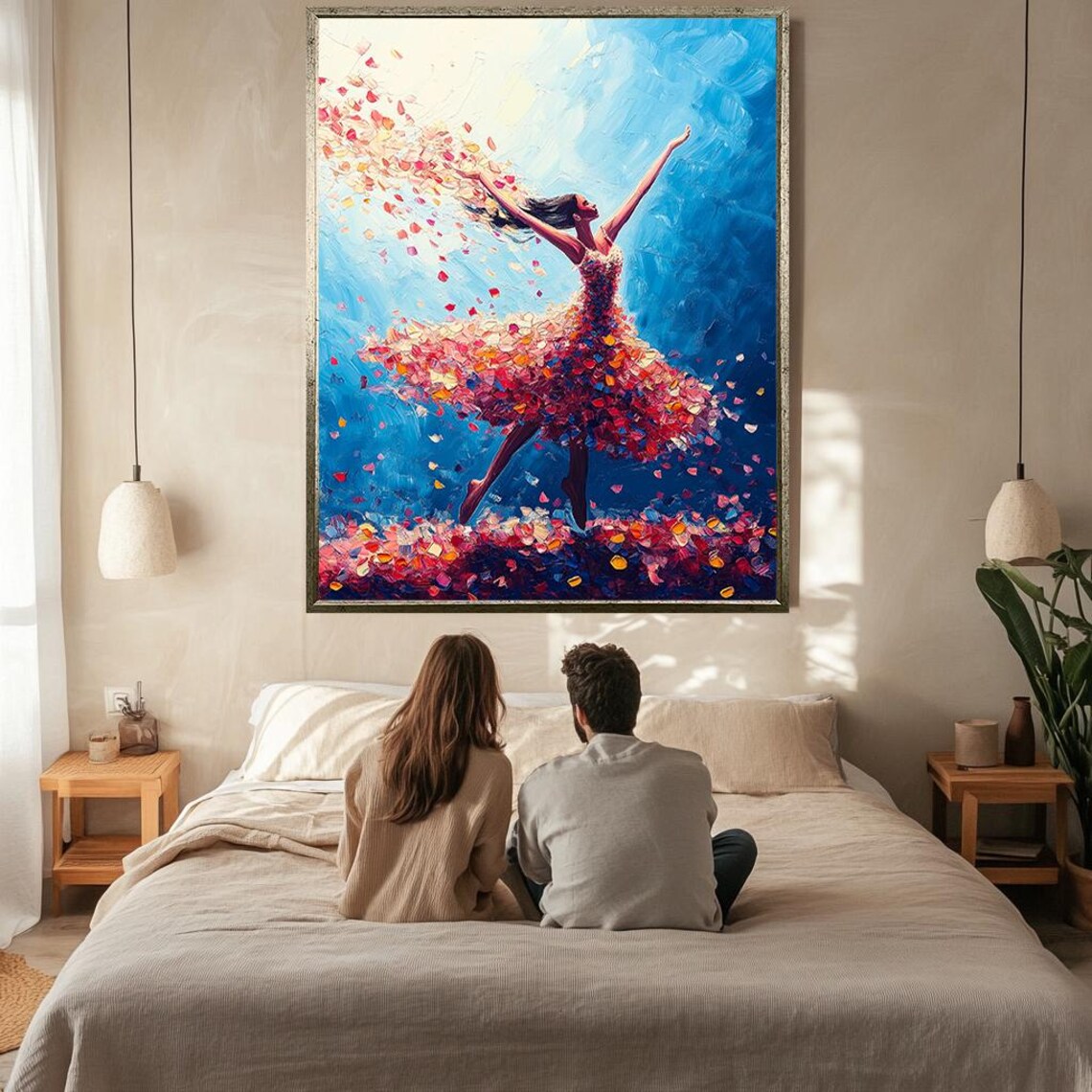Dancing Woman Flower Petal Dress Graceful Ballet Motion Art Poster - Image 2