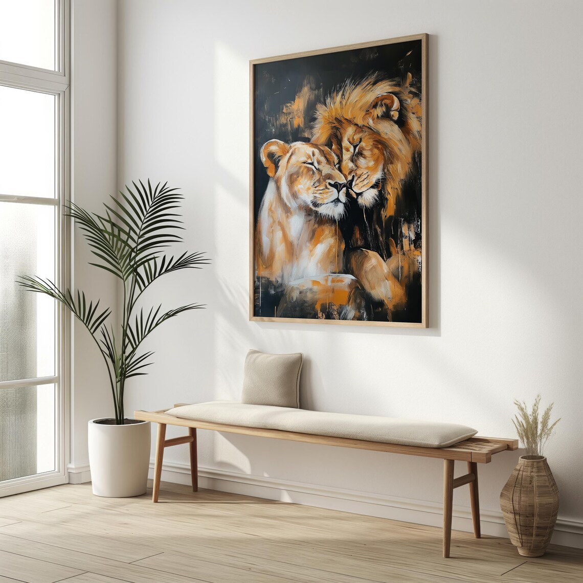 Lion And Lioness Romantic Couple Art Print - Image 5