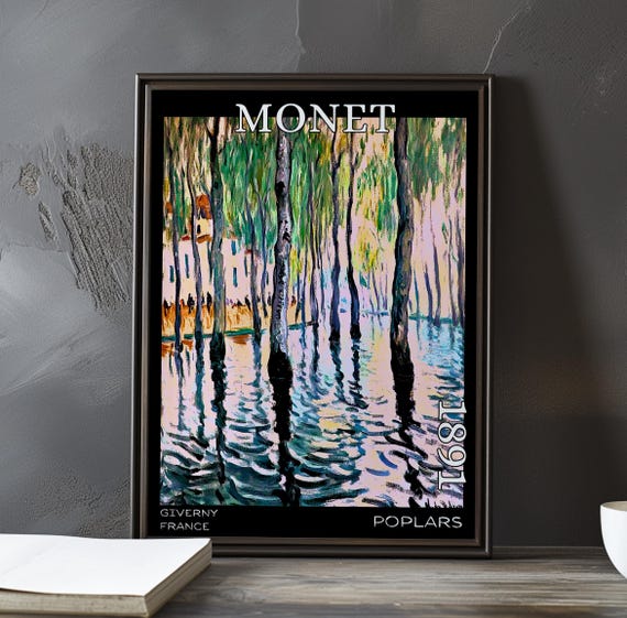 Poplars 1891 Claude Monet Print Poster Impressionism Post Impressionist Trees French River Landscape Seasonal Color Study Art Decor