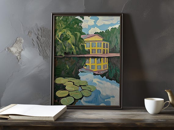 A Riverbank Scene Paul Cezanne Inspired Impressionist Art Print French Natural Landscape Still Life Poster Impressionism Decor