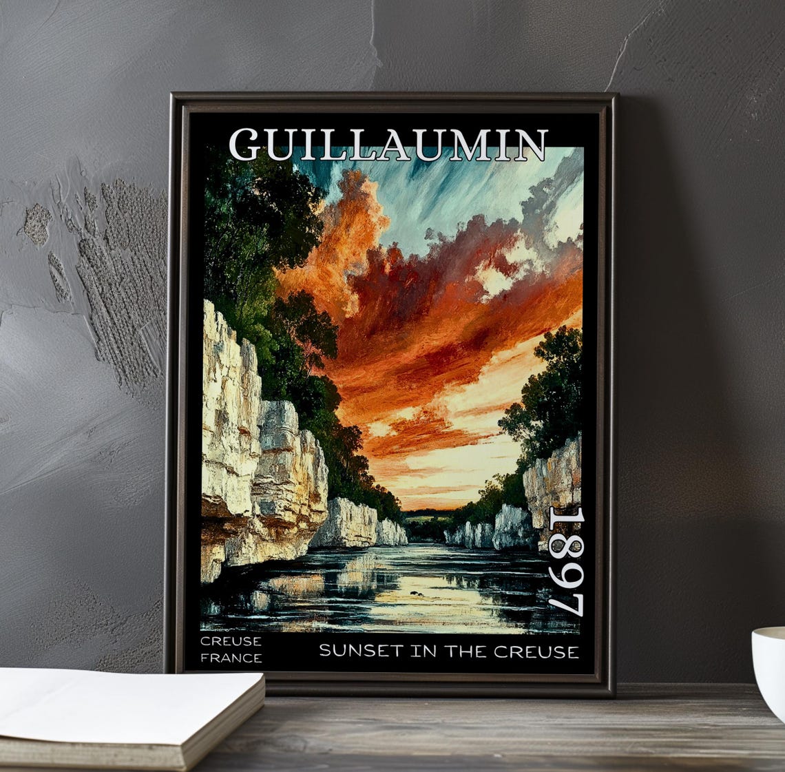 Guillaumin Sunset in the Creuse River Gorge Clouds 1897 Poster