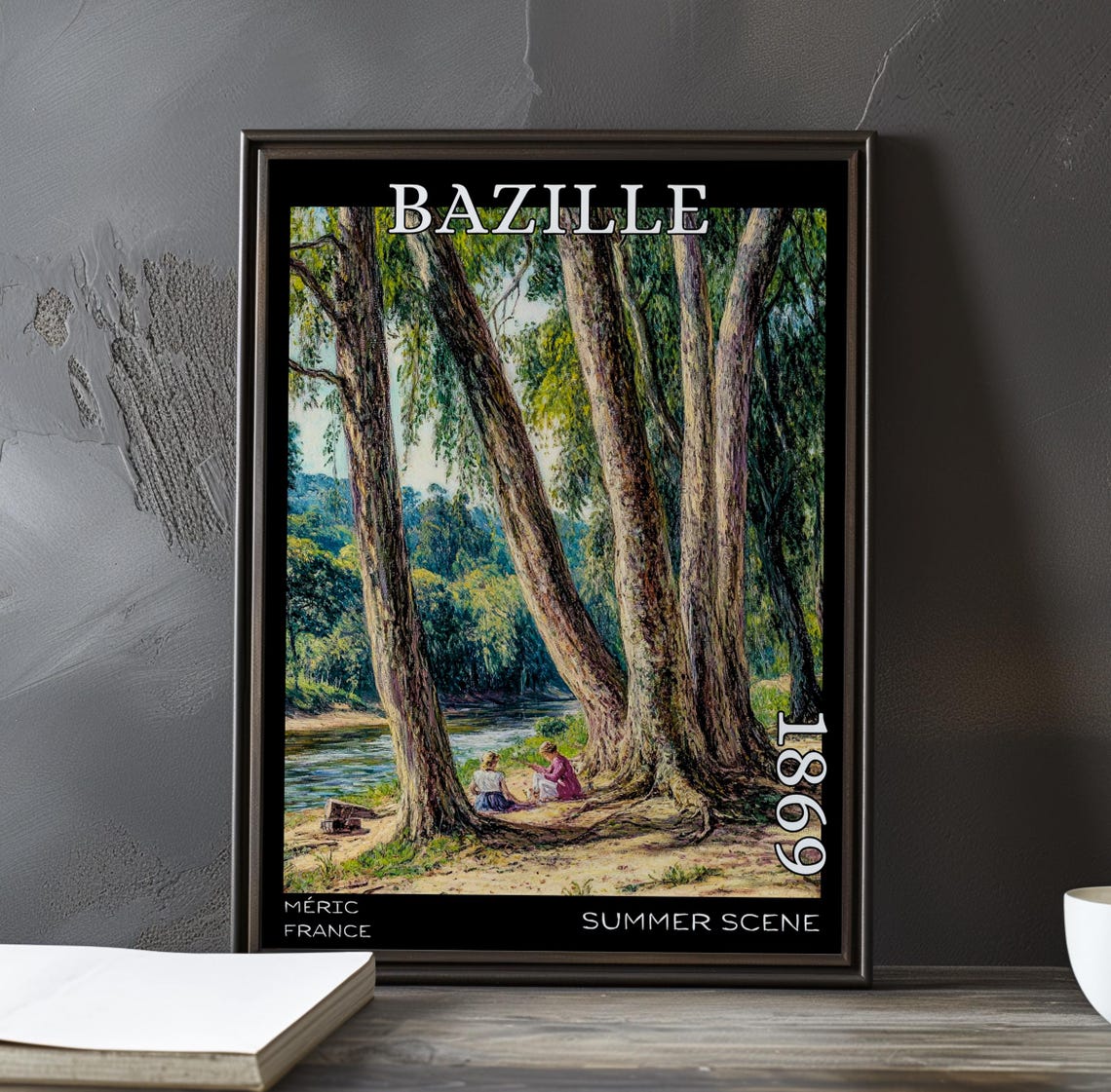 Frédéric Bazille Summer Scene 1869 Méric France Riverside Trees Poster