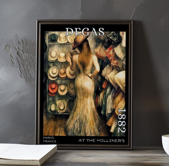 At The Milliners 1882 Edgar Degas Print Poster Impressionism Post Impressionist Fashion French Boutique Scene Modern Elegance Art