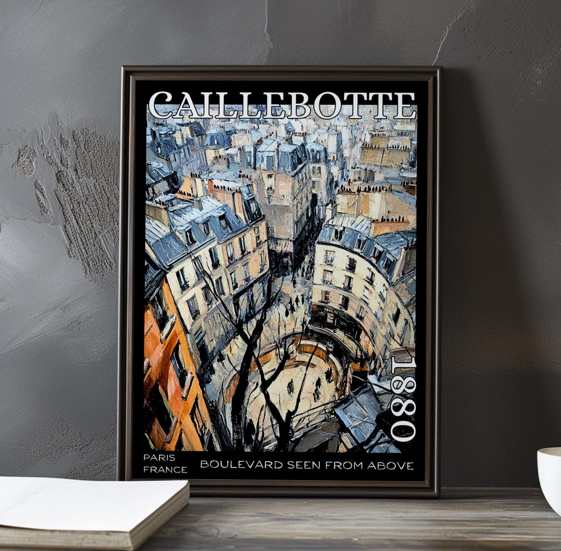 Caillebotte Boulevard Cool Blue Rooftop Panorama City Art Poster