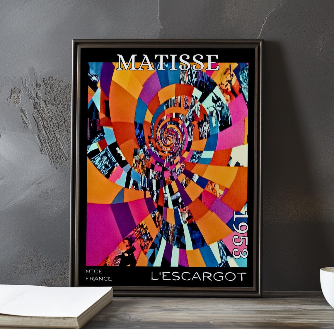 Matisse Lescargot 1953 Orange Pink Pinwheel Spiral Collage Poster