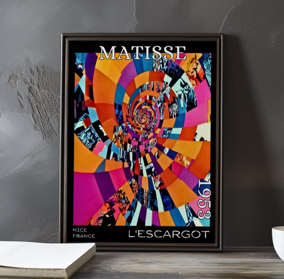 Lescargot 1953 Henri Matisse Print Poster Modern Abstract Spiral Art Collage Cutout French Post Impressionism Decor 20th Century