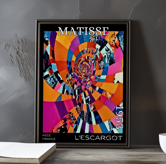 Matisse Lescargot 1953 Orange Pink Pinwheel Spiral Collage Poster