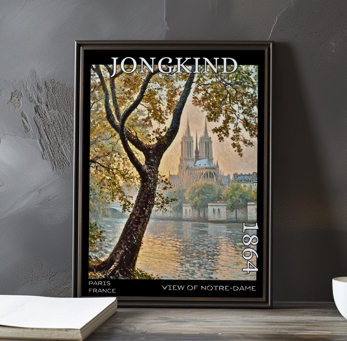 Jongkind Notre-Dame Cathedral Golden Sunset Through Branches Poster