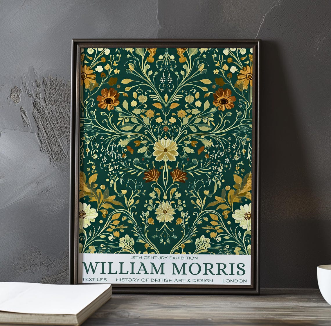 William Morris Symmetrical Golden Vine with Cream Daisies Poster