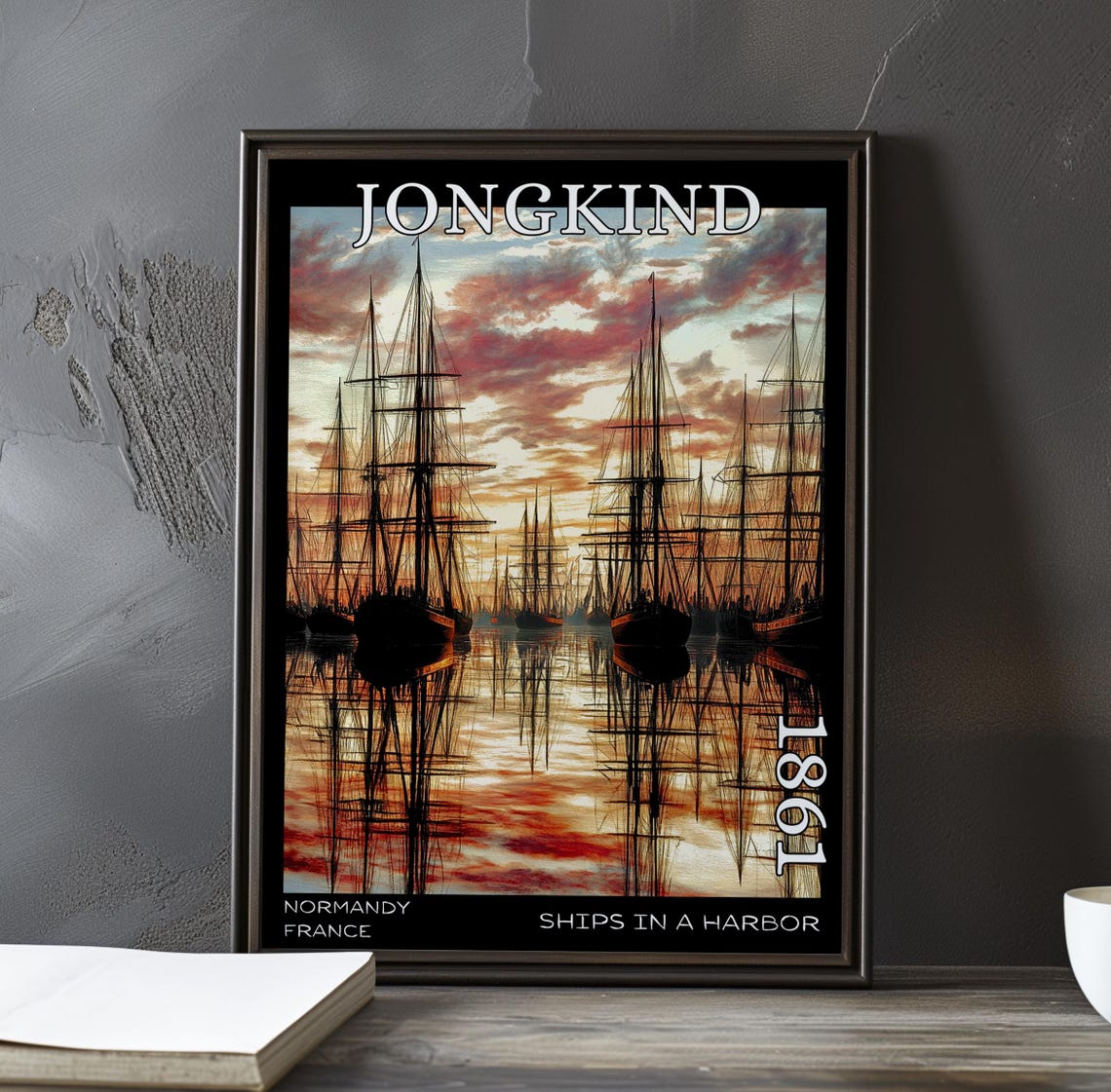 Jongkind 1861 Forest of Masts Mirrored on Still Dawn Waters Poster