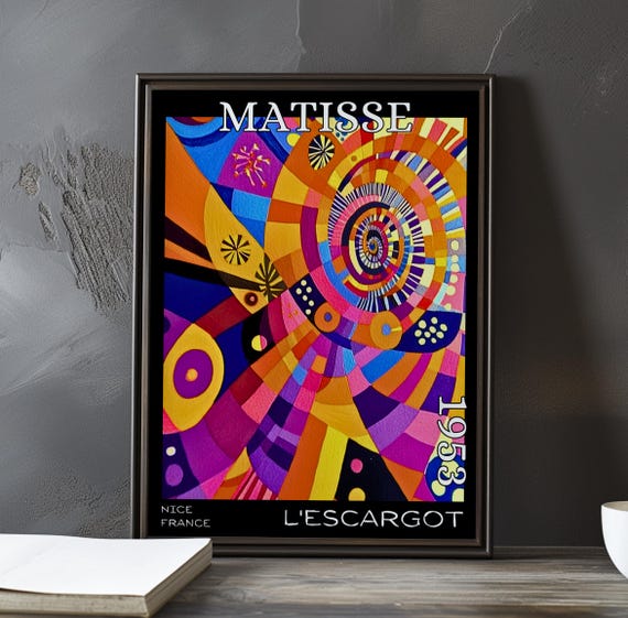 Lescargot 1953 Henri Matisse Print Poster Modern Abstract Spiral Art Collage Cutout French Post Impressionism Decor 20th Century