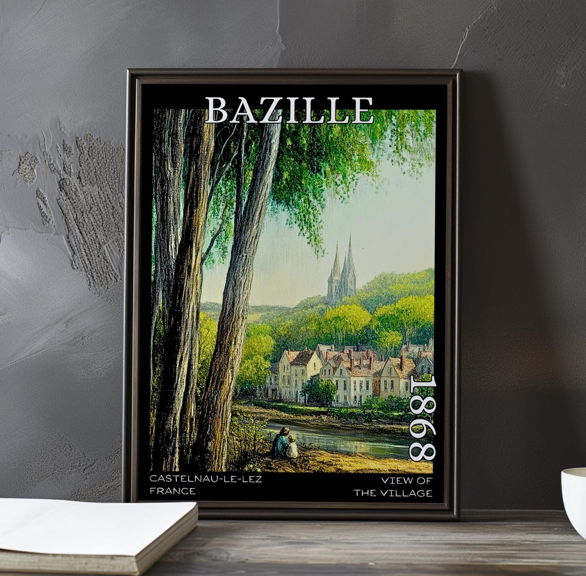 View Of The Village 1868 Frdric Bazille Print Poster French Impressionist Countryside Plein Air Rural Scene 19th Century Art Decor