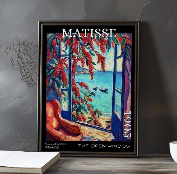 Henri Matisse The Open Window Red Flowers and Sailboats Poster