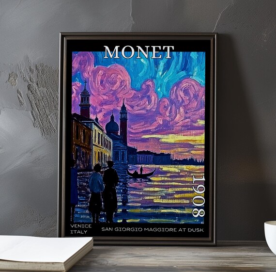 Claude Monet San Giorgio Maggiore 1908 Quay Gondola Dusk Poster