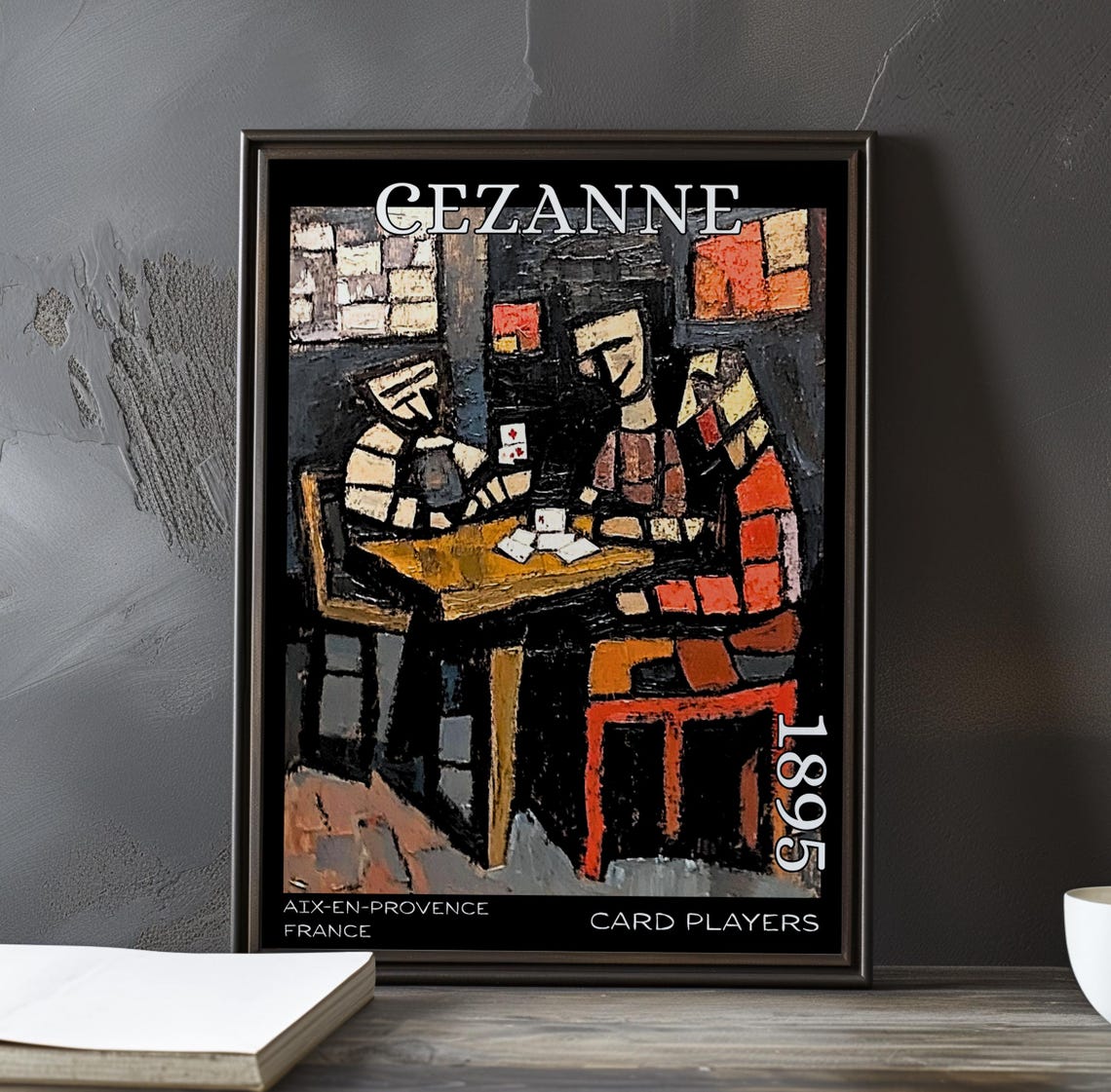The Card Players Cubist Blocks of Red and Orange 1895 Cezanne Poster